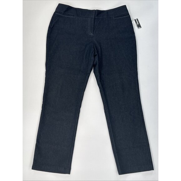 New Directions Pants Womens 14 Blue Relaxed Cropped High Rise Slim Stretch NEW - Picture 1 of 9